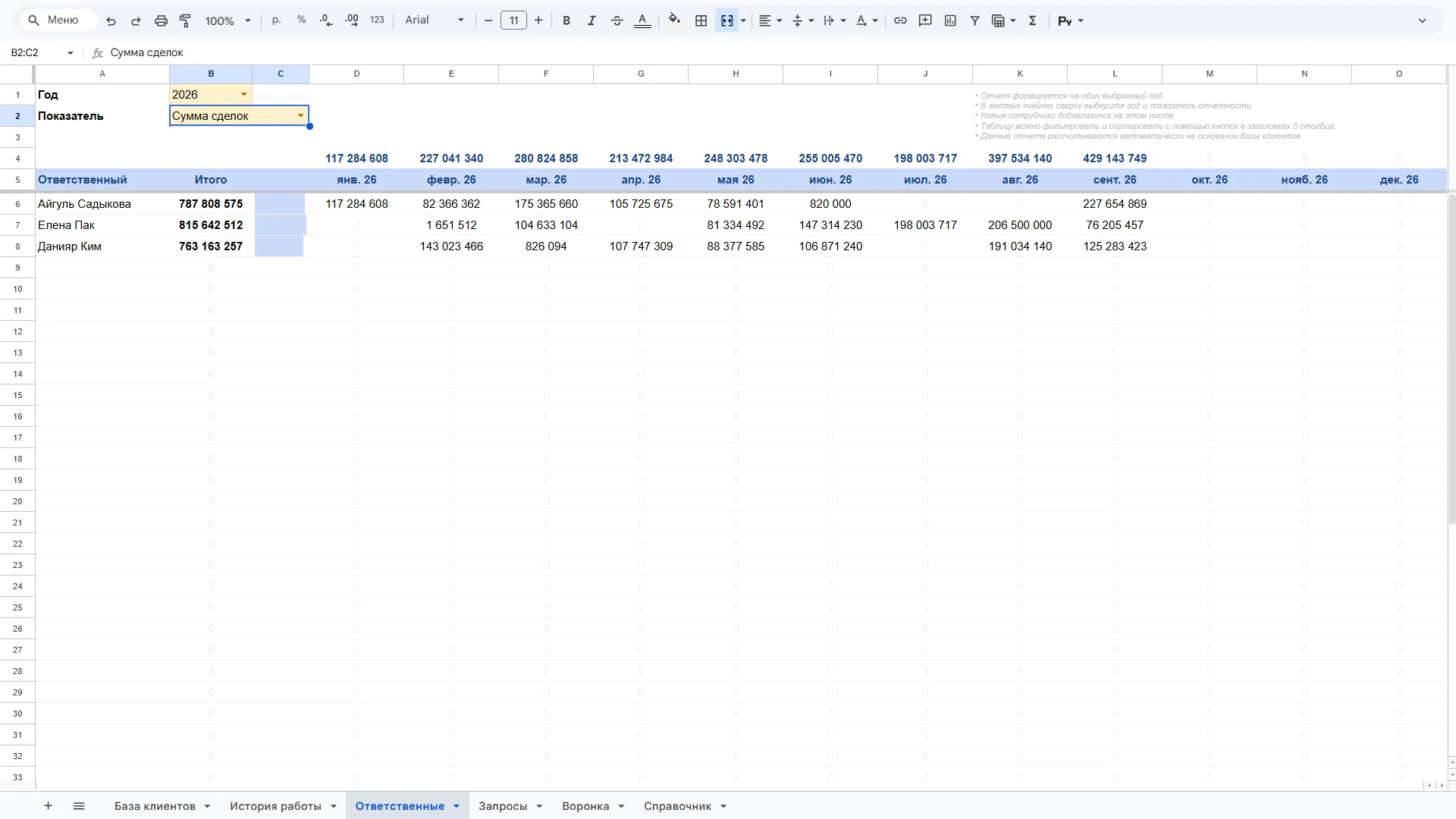 CRM для агентства недвижимости в Google Sheets скриншот 6