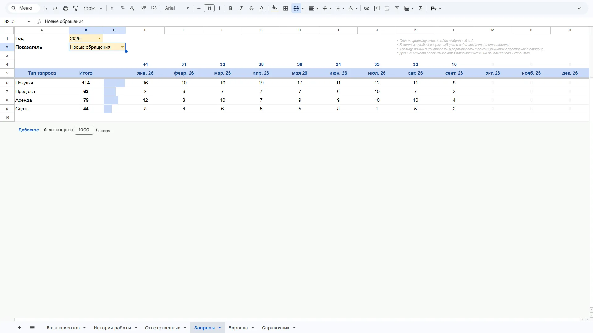 CRM для агентства недвижимости в Google Sheets скриншот 8