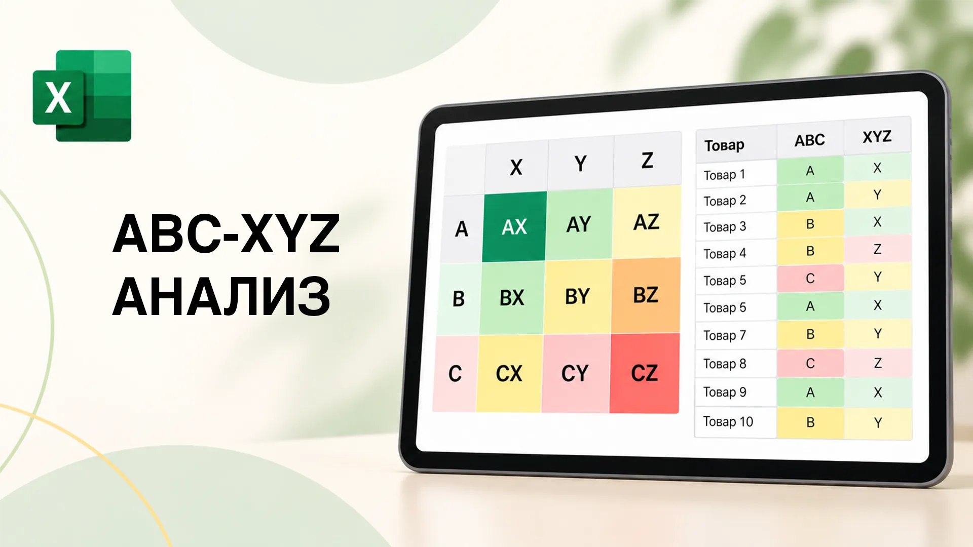 Превью: ABC-XYZ анализ товаров в Excel. Бесплатная таблица